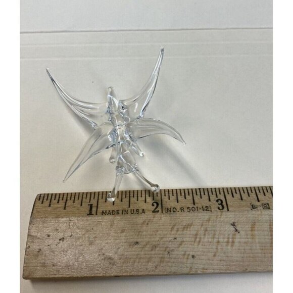 Studio Crafted Delicate Hand Blown Glass Butterfly Clear Figurine - Picture 8 of 8